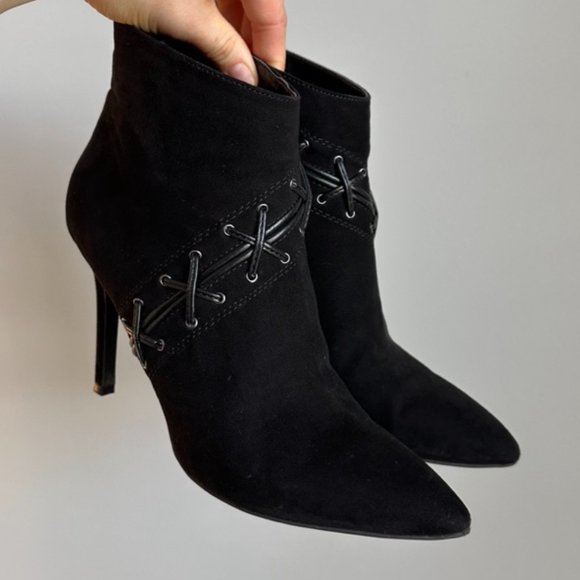 Guess Black Suede Heeled Boots Size 8.5 - Picture 1 of 16